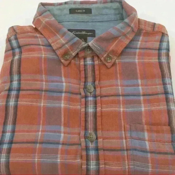 Eddie Bauer Plaid Shirt Butt-Down L/T - Picture 1 of 10